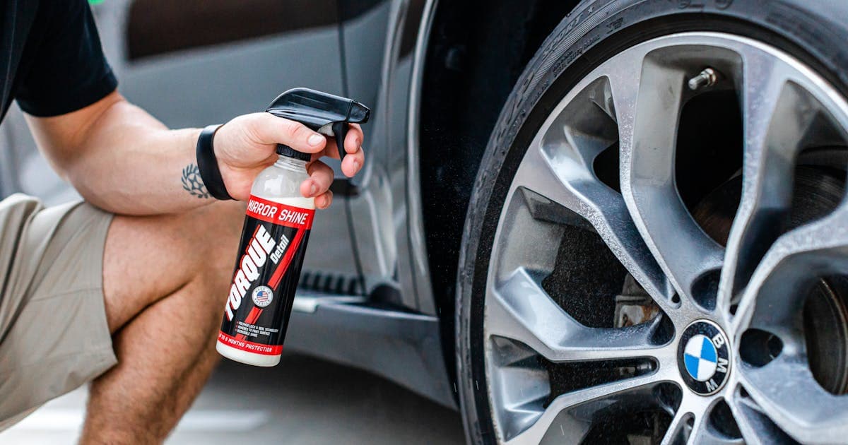 Close-up of a ceramic-coated wheel showing a glossy protective finish